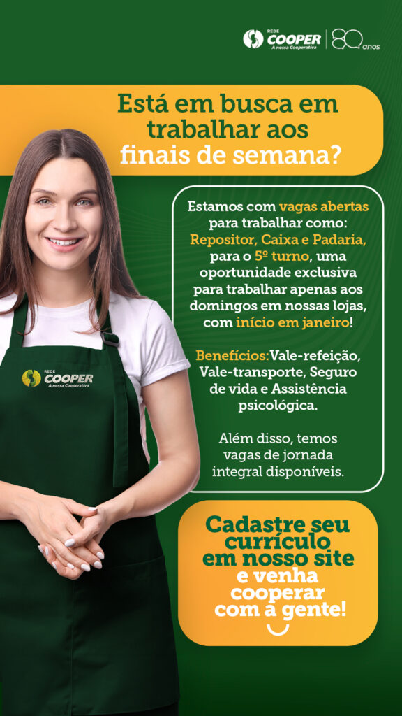 Rede Cooper está com vagas abertas
