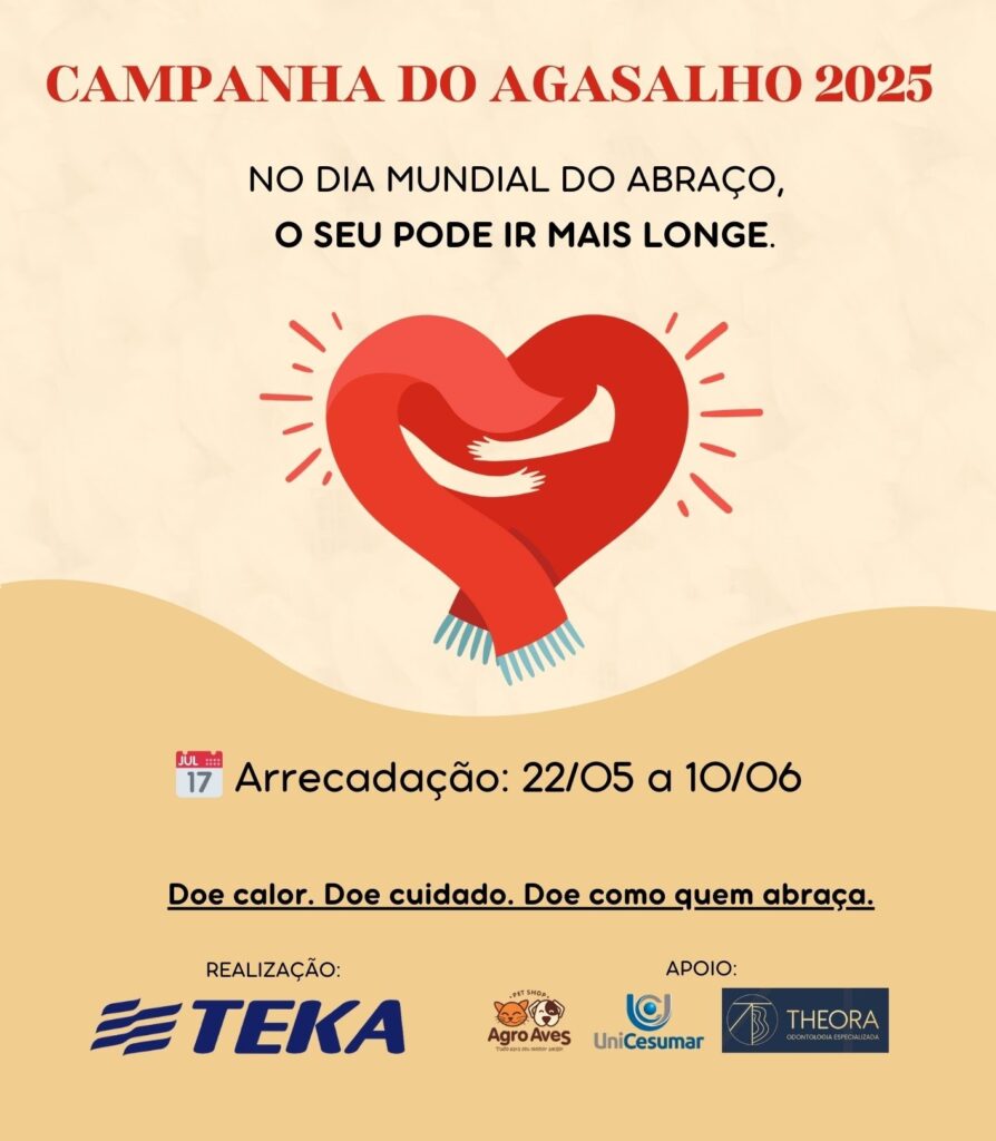 Teka promove Campanha do Agasalho voltada para pessoas em situação de vulnerabilidade Doações podem ser entregues nos pontos de coleta até o dia 10 de junho